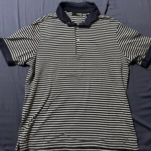 Murano liquid luxury navy and white short sleeve polo. Slim fit Medium